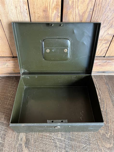 vintage merriam metal storage box|Vintage Merriam All Steel Lockbox, No Key, Has A Very Cool Look!.